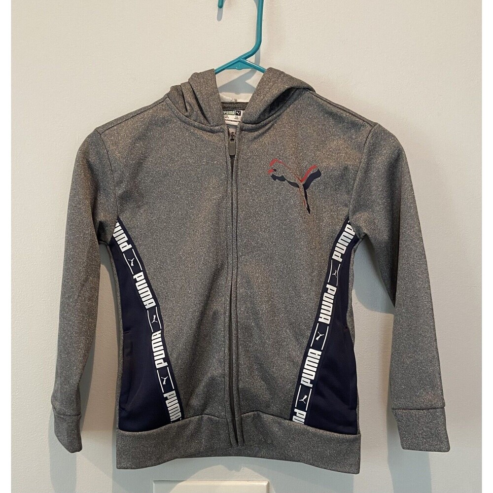 Puma Amplified Full Zip Hoodie Toddler Boys Grey Casual Outerwear 85899102